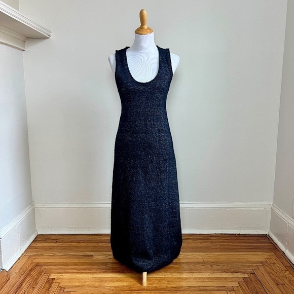 NEW ZARA Woman Midi Black Metallic Fuzzy Knit Cozy Sweater Dress Medium - Picture 5 of 14